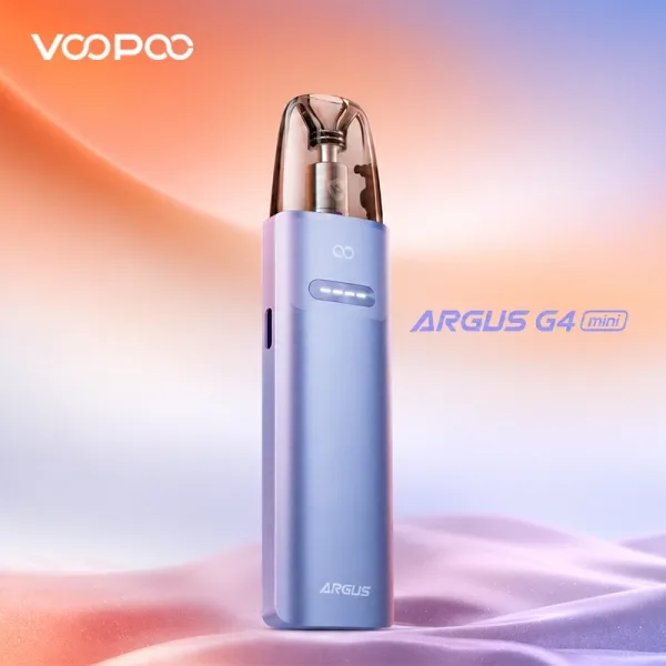 Voopoo Argus G4 Mini kit in sleek black, compact design with 3.5ml capacity and 1650mAh battery for portable vaping