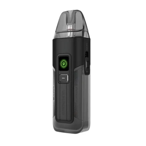 Sleek silver Vaporesso Luxe X2 vape device with a 5ml tank and 2000mAh battery, featuring an ergonomic design