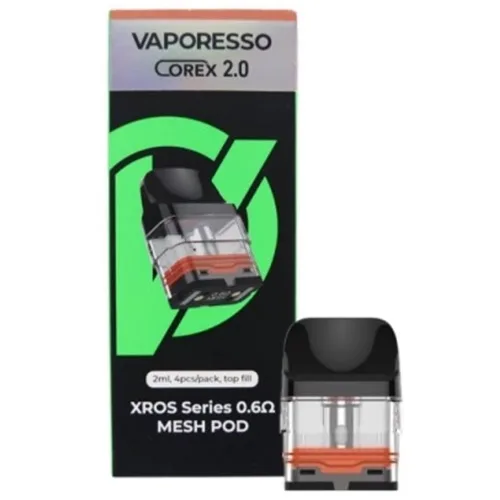 Four VAPORESSO Xros cartridges in sleek black, designed for optimal flavor and vapor production.