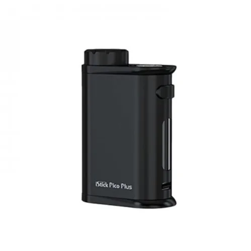 Compact black Eleaf iStick Pico Plus vape mod with ergonomic design and adjustable wattage feature