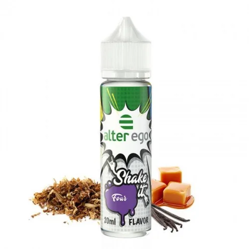 ALTER EGO Four Shake in vibrant multicolor packaging, featuring a sleek cylindrical shape for easy handling