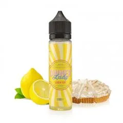 A vibrant yellow lemon tart vape mix in a sleek bottle, perfect for zesty flavor enthusiasts
