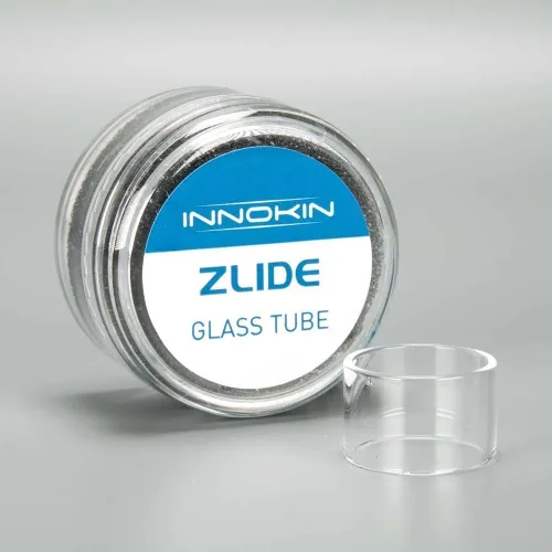 Clear replacement glass for Innokin Zlide vape tank, cylindrical shape, designed for easy installation and durability