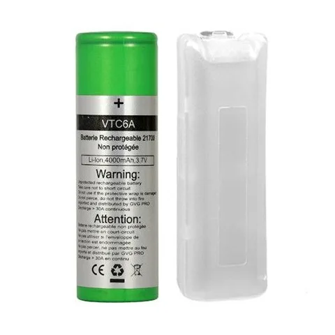 SONNY VTC6A 21700 battery in green, cylindrical shape, 4000mAh capacity, rated for 30A continuous discharge