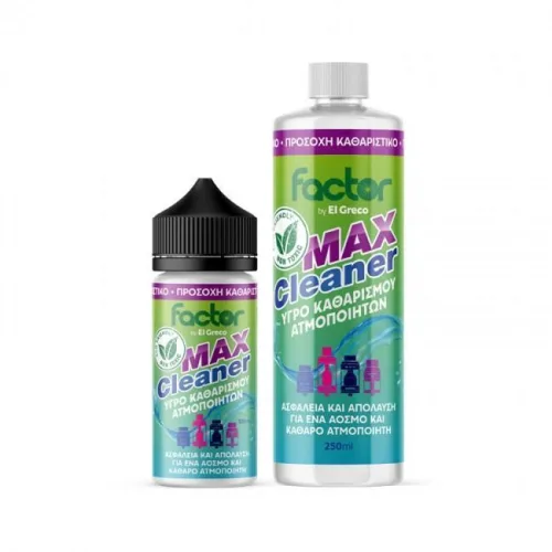 Factor Max Cleaner in a sleek, bottle-shaped design, featuring a vibrant blue label and easy-squeeze packaging