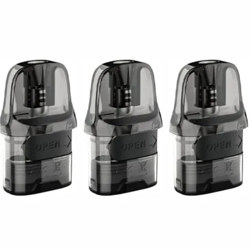 Three sleek black Ursa Nano V2 cartridges by Lost Vape, designed for optimal vaping performance and flavor delivery