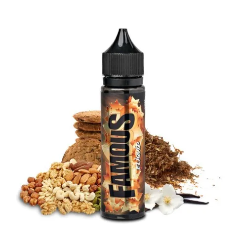 Famous Flavor Shots by ELIQUID FRANCE , featuring vibrant graphics and a rich, colorful liquid inside