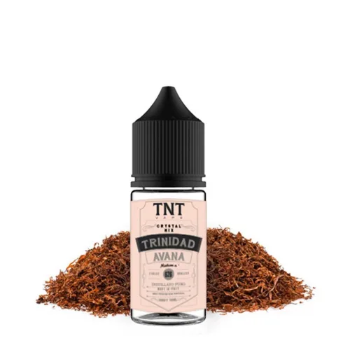 TNT Trinidad Avana flavor shots in vibrant red packaging, featuring bold graphics and a sleek, compact design