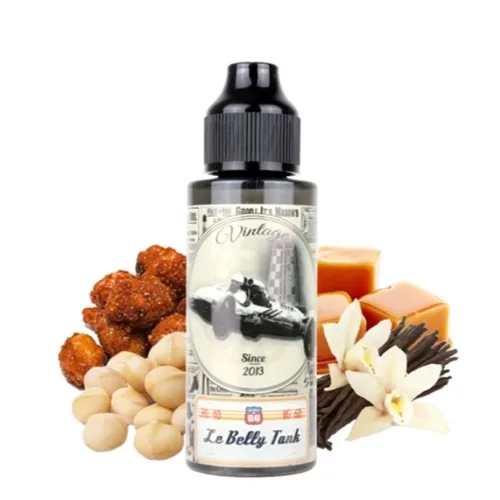 100ml bottle of Le Belly Tank vintage e-liquid by Juice 66, featuring a retro label design in vibrant colors
