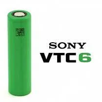 Sony Konion VTC6 lithium-ion battery, cylindrical shape, green casing, 3120mAh capacity, 30A continuous discharge rate