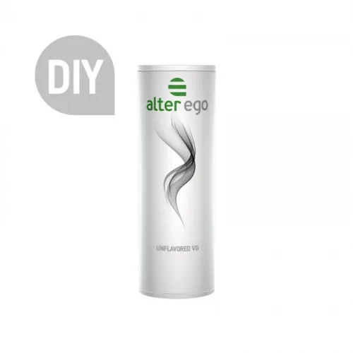 Clear 100ML bottle of unflavored vegetable glycerin by ALTER EGO, featuring a sleek design and easy-pour spout