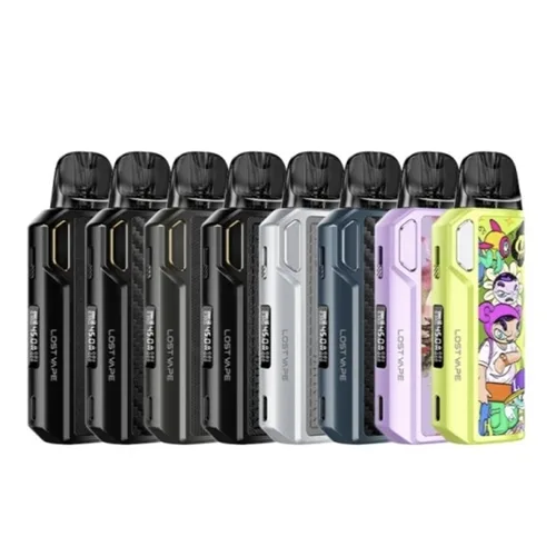 Thelema Elite DM45W by Lost Vape, sleek black and silver design with ergonomic shape and adjustable wattage feature