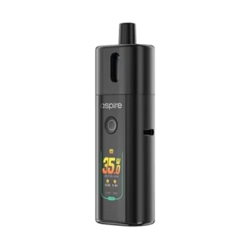 Aspire Fluffi Pro pod system in sleek black, 3.5ml capacity, 2800mAh battery, compact and ergonomic design