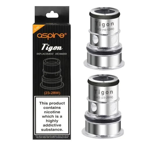 ASPIRE Tigon Coil in stainless steel, cylindrical shape, designed for optimal vapor production and flavor enhancement