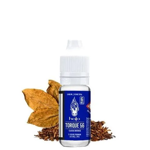 Halo Torque 56 10ml bottle featuring a sleek design with a vibrant blue label and a precision dropper cap