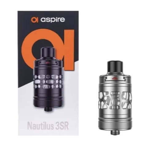Aspire Nautilus 3SR 4ml atomizer in sleek stainless steel with a glass tank and adjustable airflow control