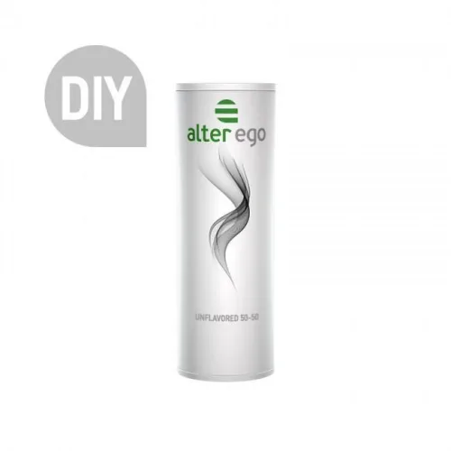 Clear liquid in a 10ml dropper bottle, containing 20mg of unflavored 50-50 blend for versatile use