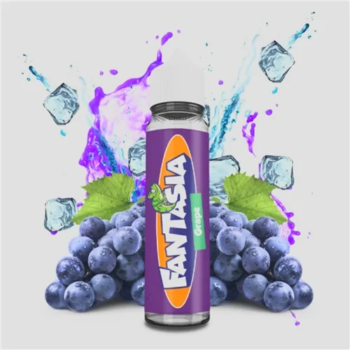 50ml bottle of Liquideo Fantasia Grape e-liquid, featuring a vibrant purple color and a sleek, modern design