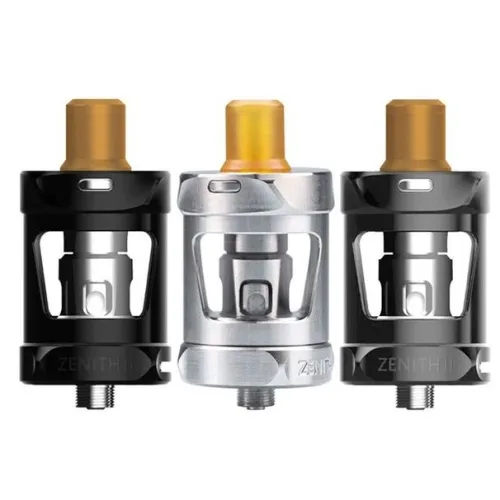 Innokin Zenith Tank 2 in stainless steel with a sleek cylindrical shape and adjustable airflow for customizable vaping