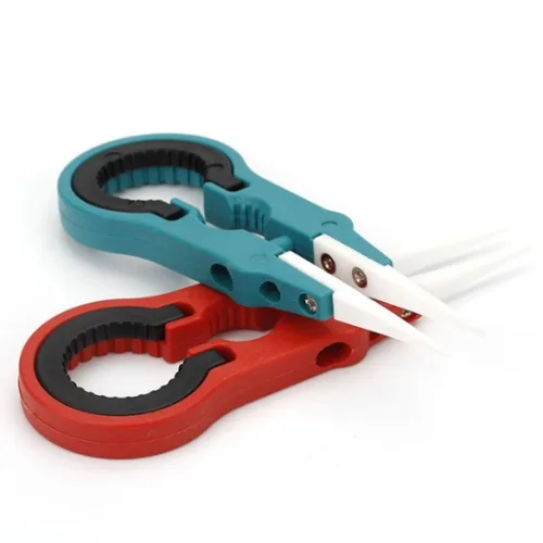 Black ceramic vape tweezers with precision tips and ergonomic grip for safe handling of hot materials
