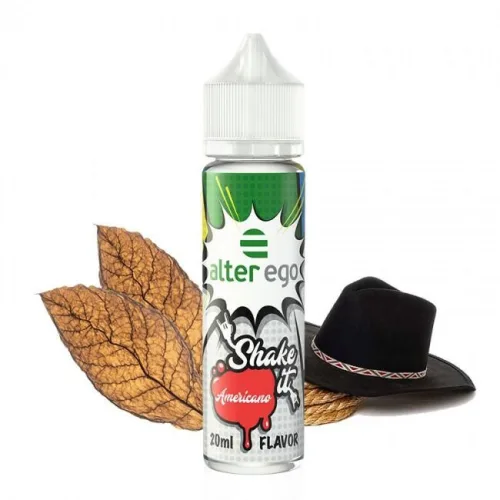 Rich brown Americano Shake in a sleek, transparent bottle with a black cap, featuring the ALTER EGO logo prominently displayed