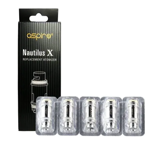 Aspire Nautilus X Coil in stainless steel, featuring a compact cylindrical shape for enhanced flavor delivery