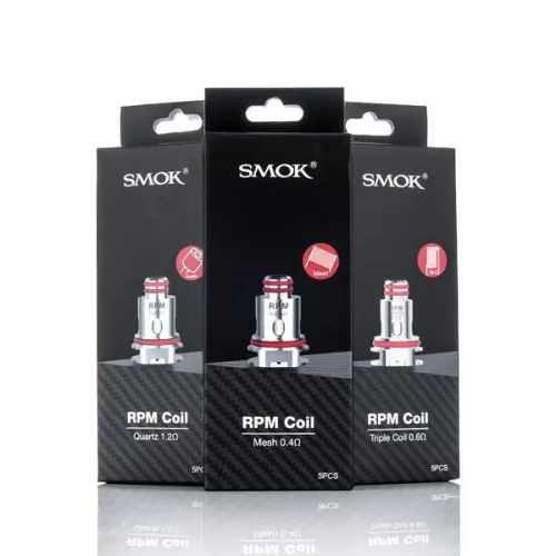 SMOK RPM Coil, cylindrical shape, available in black with intricate mesh design for enhanced flavor and vapor production