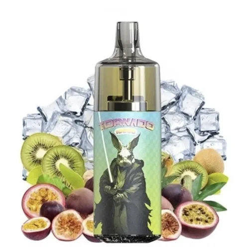 Tornado 10000 TPD Mars Edition vape device in sleek silver with kiwi passion ice flavor, featuring 20mg nicotine strength