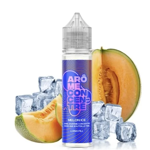 20ml bottle of Melon Ice e-liquid by Liquideo, featuring a vibrant green color and a refreshing melon flavor with icy notes