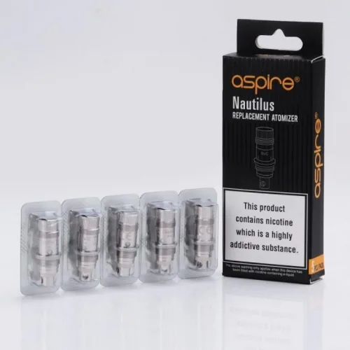 Aspire Nautilus Coil in stainless steel, featuring a compact cylindrical shape for enhanced vaping performance