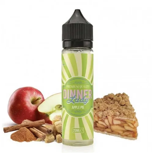 Dinner Lady Apple Pie vape juice, rich brown liquid with hints of apple and cinnamon, in a sleek 60ml bottle