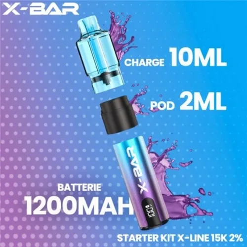XBAR Starter Kit X-Line 15k in sleek black with ergonomic design and 2% nicotine strength for smooth puffs