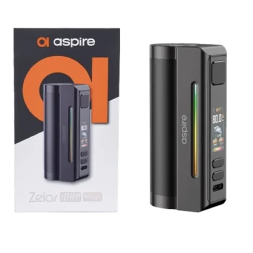 Aspire Mod Zelos M80 in sleek black, featuring a compact design and 2600mAh battery for long-lasting performance