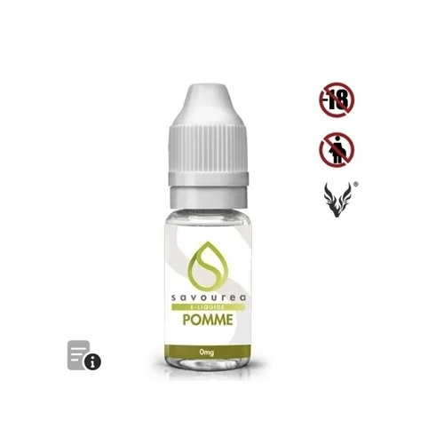 Savourea 6mg e-liquid in a sleek, 60ml glass bottle featuring a vibrant apple design and a child-proof cap