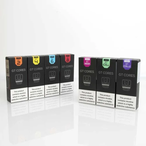 VAPORESSO GT Cores Coil, cylindrical stainless steel design, available in various resistances for enhanced vaping experience