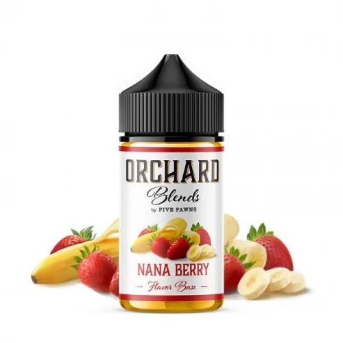 NANA BERRY Orchard Blends by Five Pawns, featuring a vibrant berry blend in a sleek glass bottle with a dropper top