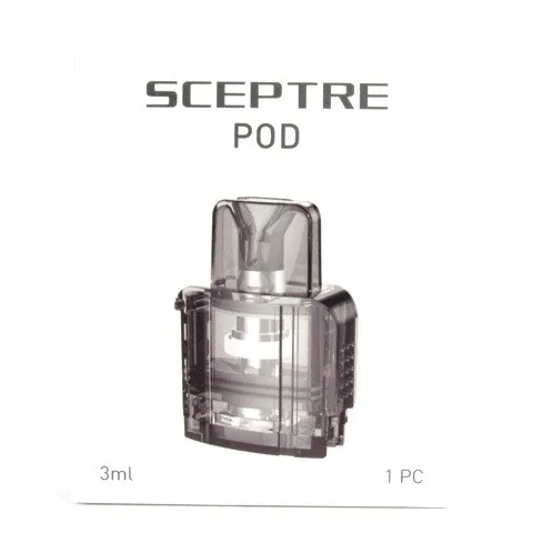 Innokin Sceptre MTL cartridge in clear plastic, 3ml capacity, featuring a sleek, cylindrical design for smooth vaping